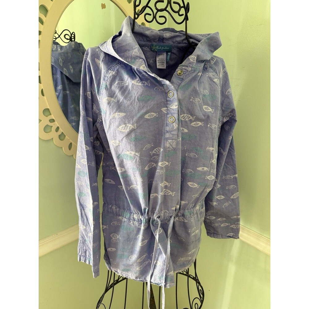 Fresh Produce Women's Size Small Purple Tiny Fish Broadcloth Andorak Top Jacket‎